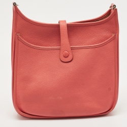 Pre Owned Hermès Rose Jaipur Taurillon Clemence Leather Evelyne III GM Bag