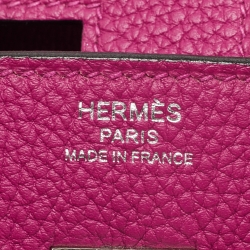 Hermes Rose Pourpre Togo Leather Palladium Finish Birkin 25 Bag 