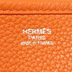 Pre Owned Hermes Orange Taurillon Clemence Leather Evelyne I GM Bag