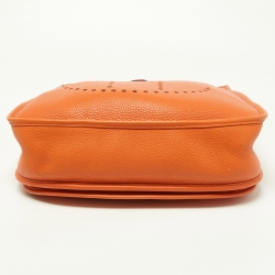 Pre Owned Hermes Orange Taurillon Clemence Leather Evelyne I GM Bag
