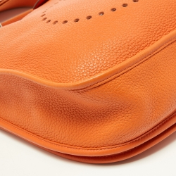 Pre Owned Hermes Orange Taurillon Clemence Leather Evelyne I GM Bag