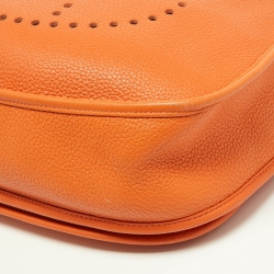 Pre Owned Hermes Orange Taurillon Clemence Leather Evelyne I GM Bag