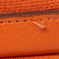Pre Owned Hermes Orange Taurillon Clemence Leather Evelyne I GM Bag