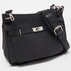 Pre Owned Hermes Black Taurillon Clemence Leather Palladium Finish Jypsiere 28 Bag