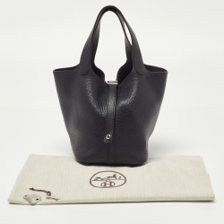 Pre Owned Hermes Black Taurillon Clemence Leather Picotin Lock 18 Bag