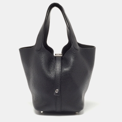 Pre Owned Hermes Black Taurillon Clemence Leather Picotin Lock 18 Bag