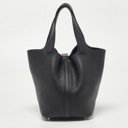 Pre Owned Hermes Black Taurillon Clemence Leather Picotin Lock 18 Bag