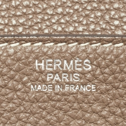 Pre Owned Hermes Etoupe Taurillon Clemence Leather Palladium Finish Birkin 30 Bag