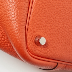 Pre Owned Hermes Feu Taurillon Clemence Leather Picotin Lock 18 Bag