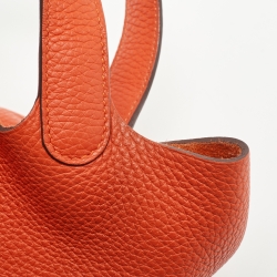 Pre Owned Hermes Feu Taurillon Clemence Leather Picotin Lock 18 Bag