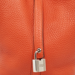 Pre Owned Hermes Feu Taurillon Clemence Leather Picotin Lock 18 Bag