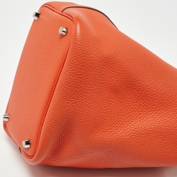 Pre Owned Hermes Feu Taurillon Clemence Leather Picotin Lock 18 Bag