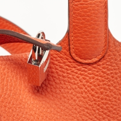 Pre Owned Hermes Feu Taurillon Clemence Leather Picotin Lock 18 Bag