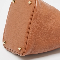 Pre Owned Hermes Gold Taurillon Clemence Leather Picotin Lock 18 Bag