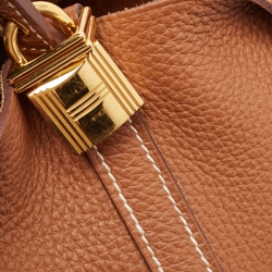 Pre Owned Hermes Gold Taurillon Clemence Leather Picotin Lock 18 Bag