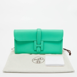 Pre Owned Hermes Vert Comics Swift Leather Elan Jige 29 Clutch