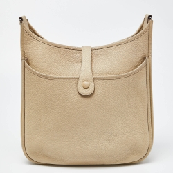 Pre Owned Hermes Parchemin Taurillon Clemence Leather Evelyne II PM Bag