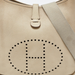 Pre Owned Hermes Parchemin Taurillon Clemence Leather Evelyne II PM Bag