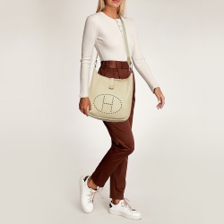 Pre Owned Hermes Parchemin Taurillon Clemence Leather Evelyne II PM Bag