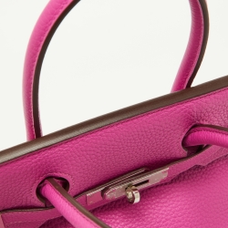 Pre Owned Hermès Magnolia Taurillon Clemence Leather Palladium Finish Birkin 30 Bag