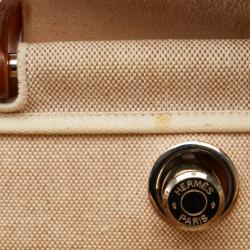 Pre Owned Hermes Brown Canvas Leather Herbag MM