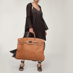 Hermes Gold Togo Leather Palladium Finish Birkin 50 Bag