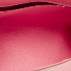 Pre Owned Hermes Rose Confetti Epsom Leather Palladium Finish Kelly Sellier 32 Bag