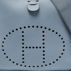 Hermes Blue Lin Togo Leather Evelyne III GM Bag