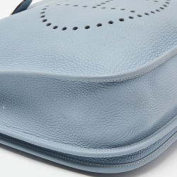 Hermes Blue Lin Togo Leather Evelyne III GM Bag