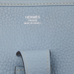 Hermes Blue Lin Togo Leather Evelyne III GM Bag