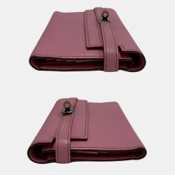 Pre Owned HERMES Kelly Wallet Long Vaux Swift Leather Genuine Bifold Pink