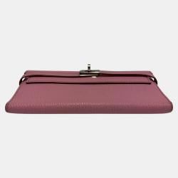 Pre Owned HERMES Kelly Wallet Long Vaux Swift Leather Genuine Bifold Pink