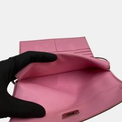 Pre Owned HERMES Kelly Wallet Long Vaux Swift Leather Genuine Bifold Pink