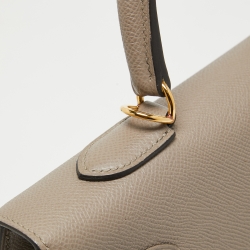 Pre Owned Hermes Gris Asphalt Epsom Leather Gold Finish Kelly Sellier 35 Bag