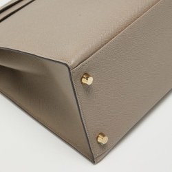 Pre Owned Hermes Gris Asphalt Epsom Leather Gold Finish Kelly Sellier 35 Bag