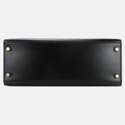Pre Owned Hermes Boxcalf Shoulder Outside Sewing Black Kelly 28 Handbag