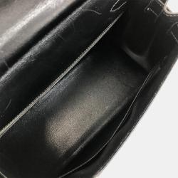 Pre Owned Hermes Boxcalf Shoulder Outside Sewing Black Kelly 28 Handbag