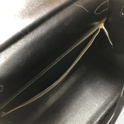 Pre Owned Hermes Boxcalf Shoulder Outside Sewing Black Kelly 28 Handbag