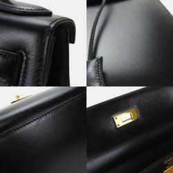Pre Owned Hermes Boxcalf Shoulder Outside Sewing Black Kelly 28 Handbag