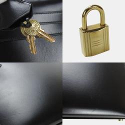 Pre Owned Hermes Boxcalf Shoulder Outside Sewing Black Kelly 28 Handbag