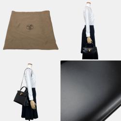 Pre Owned Hermes Boxcalf Shoulder Outside Sewing Black Kelly 28 Handbag