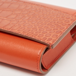 Pre Owned Hermes Sanguine Matte Alligator Mississippiensis and Tadelakt Leather Passant Long Wallet