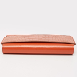 Pre Owned Hermes Sanguine Matte Alligator Mississippiensis and Tadelakt Leather Passant Long Wallet
