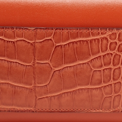 Pre Owned Hermes Sanguine Matte Alligator Mississippiensis and Tadelakt Leather Passant Long Wallet