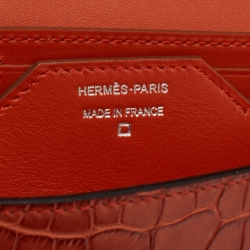 Pre Owned Hermes Sanguine Matte Alligator Mississippiensis and Tadelakt Leather Passant Long Wallet