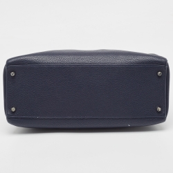 Pre Owned Hermes Bleu Saphir Taurillon Clemence Leather Palladium Finish Kelly Retourne 35 Bag