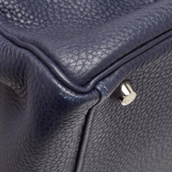 Pre Owned Hermes Bleu Saphir Taurillon Clemence Leather Palladium Finish Kelly Retourne 35 Bag