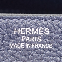 Pre Owned Hermes Bleu Saphir Taurillon Clemence Leather Palladium Finish Kelly Retourne 35 Bag