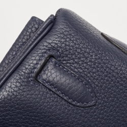 Pre Owned Hermes Bleu Saphir Taurillon Clemence Leather Palladium Finish Kelly Retourne 35 Bag