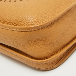 Pre Owned Hermes Natural Sable Taurillon Clemence Leather Evelyne III GM Bag